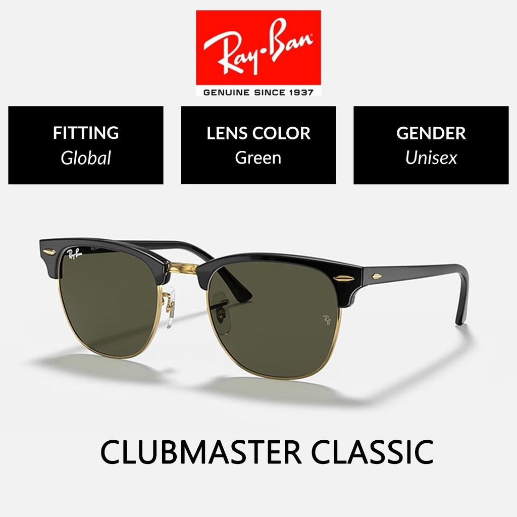 Kacamata Hitam Ray-ban Clubmaster Classic RB3016 Original Unisex Sunglasses