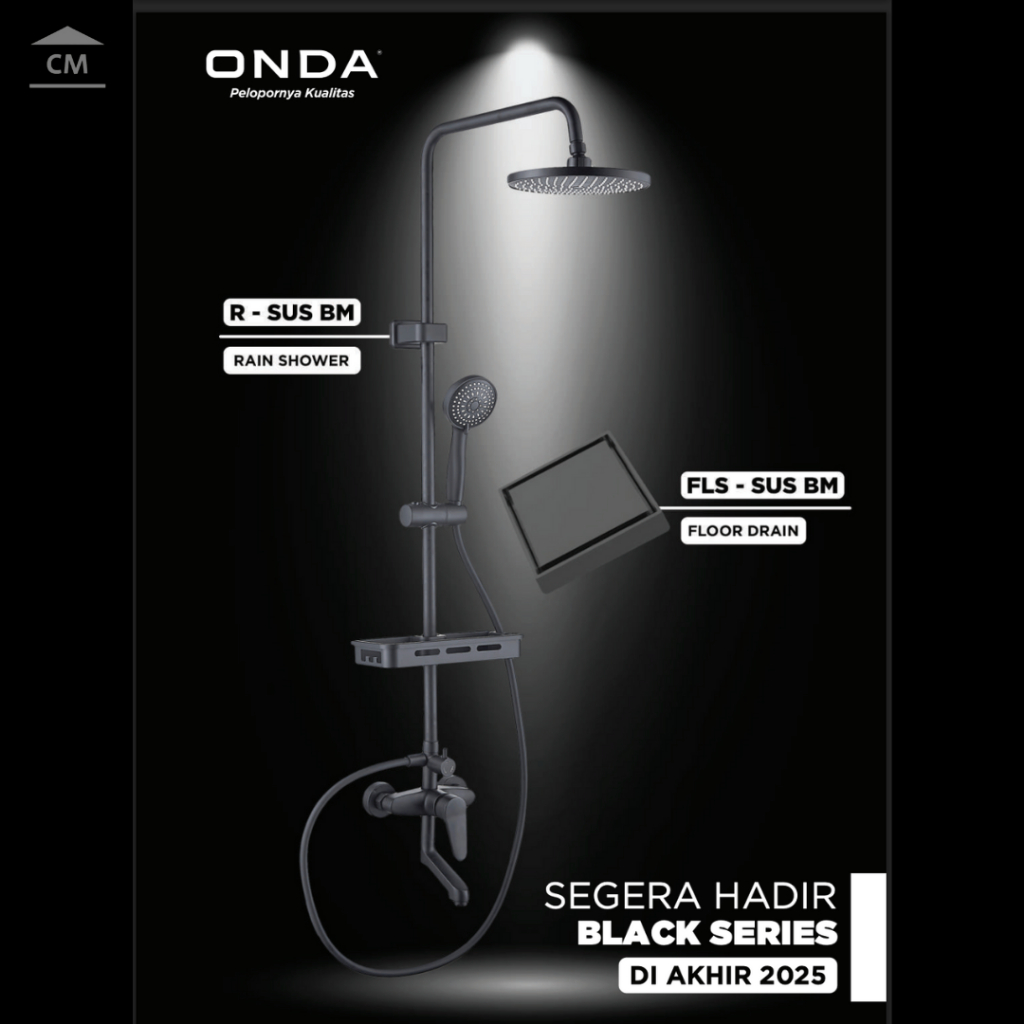 Onda R-SUS GREY / R-SUS BM BLACK ONDA / Rain Shower Set Kamar Mandi 3 in 1 / Shower Tiang Komplit Kr
