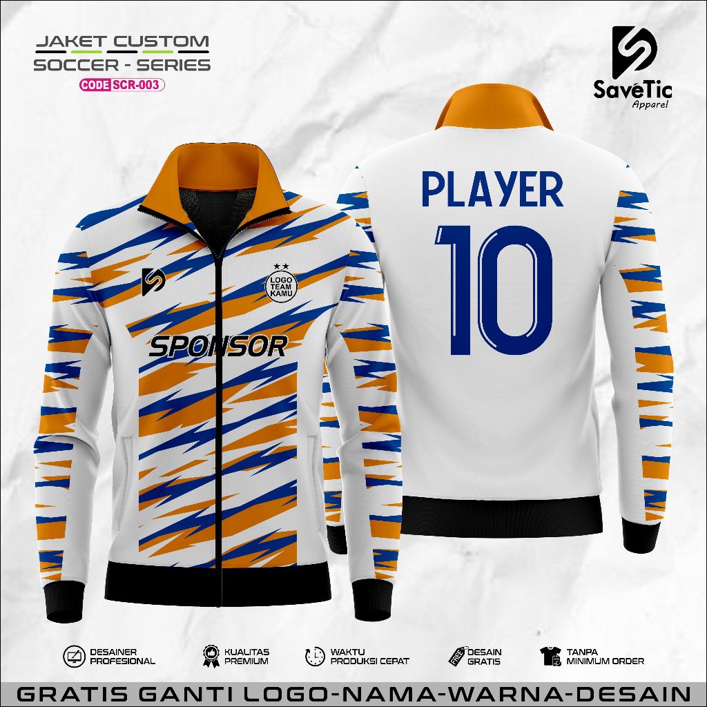 Jaket Soccer Full Printing Sublim/Jaket Custom Soccer/Jaket Olahraga bola futsal Unisex