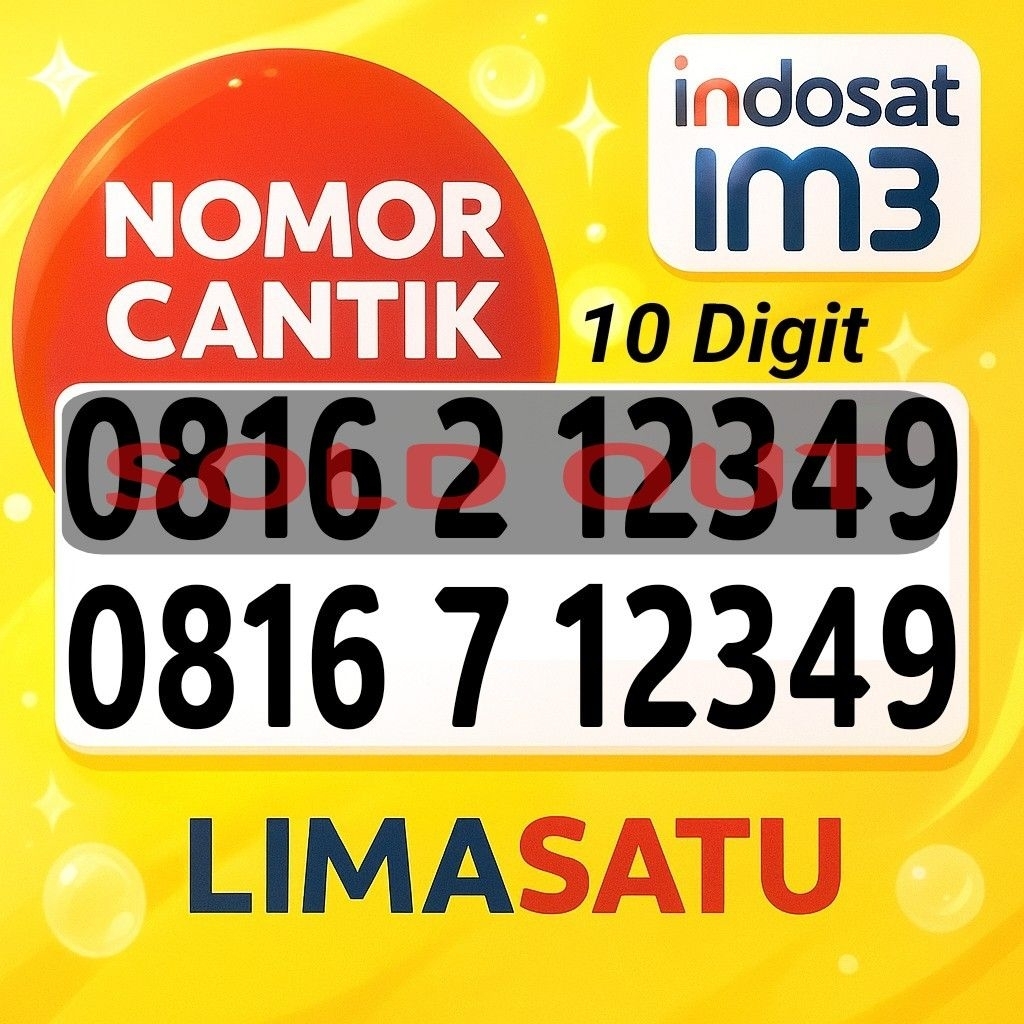 Kartu Perdana Nomor Cantik Indosat 10 digit - Nomor Cantik IM3 10 digit Prabayar