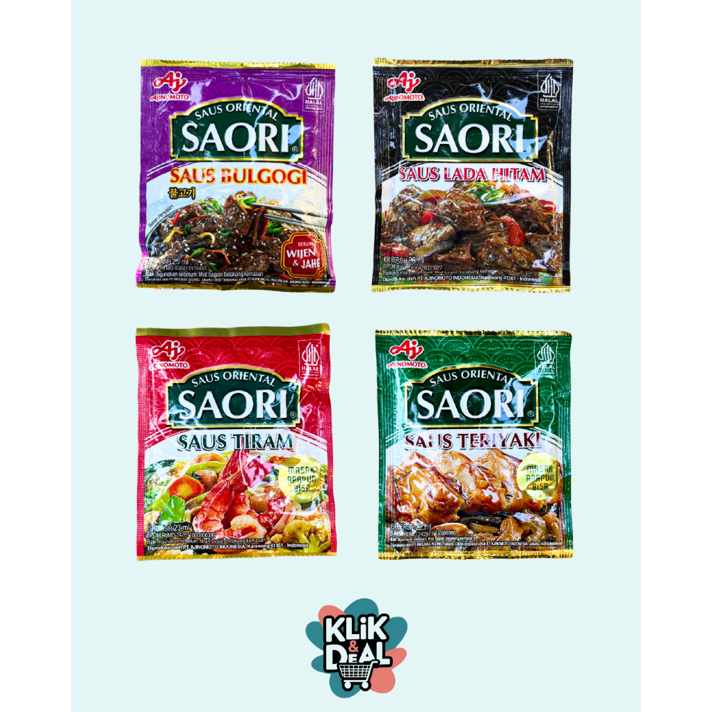Saori Saus Tiram - Saori Saus Teriyaki - Saori Saus Bulgogi -Saori Saus Lada Hitam - Saori Sachet - 