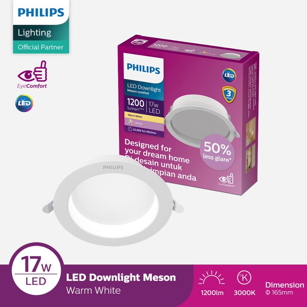 Philips Lampu LED Downlight Meson Comfort 17W 3000K Kuning