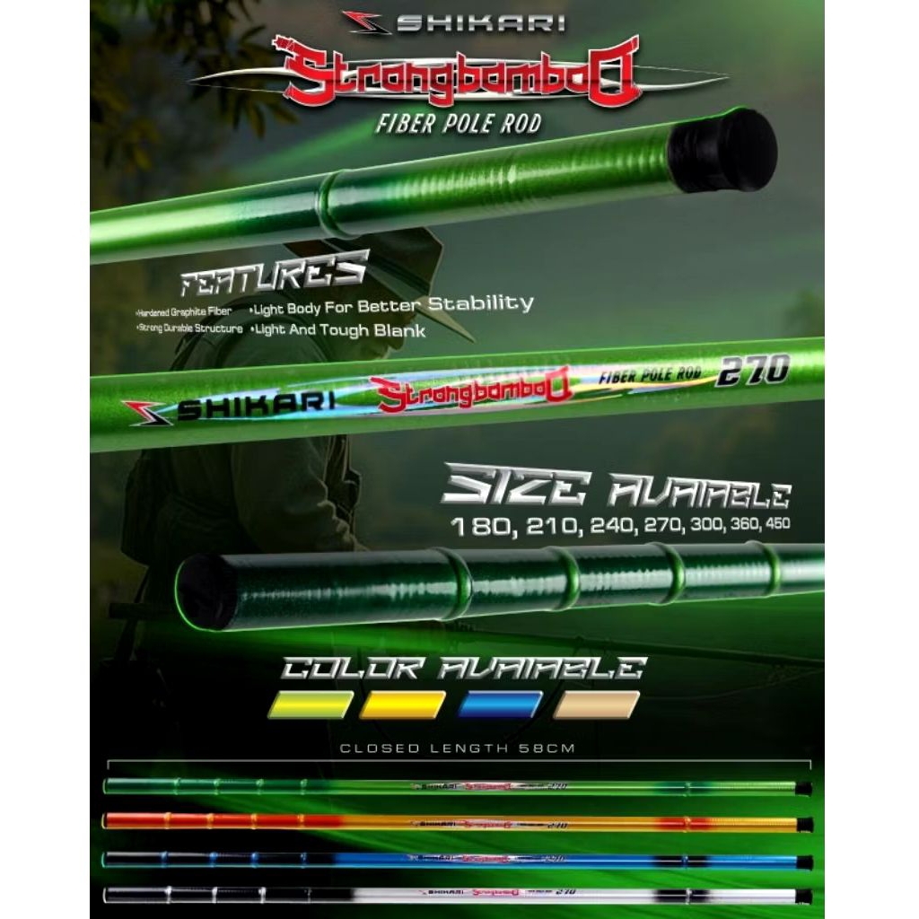 Joran Pole / Joran Tegek Shikari Strong Bamboo 180 240 300 360 450