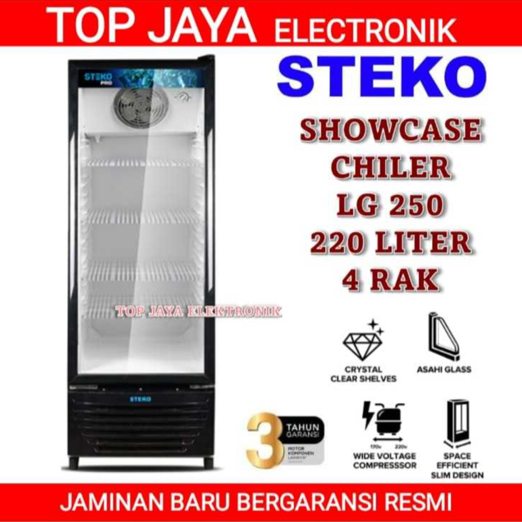 SHOWCASE STEKO 4 RAK NO FROST 220 LITER/STEKO SHOWCASE 4 RAK TANPA BUNGA ES