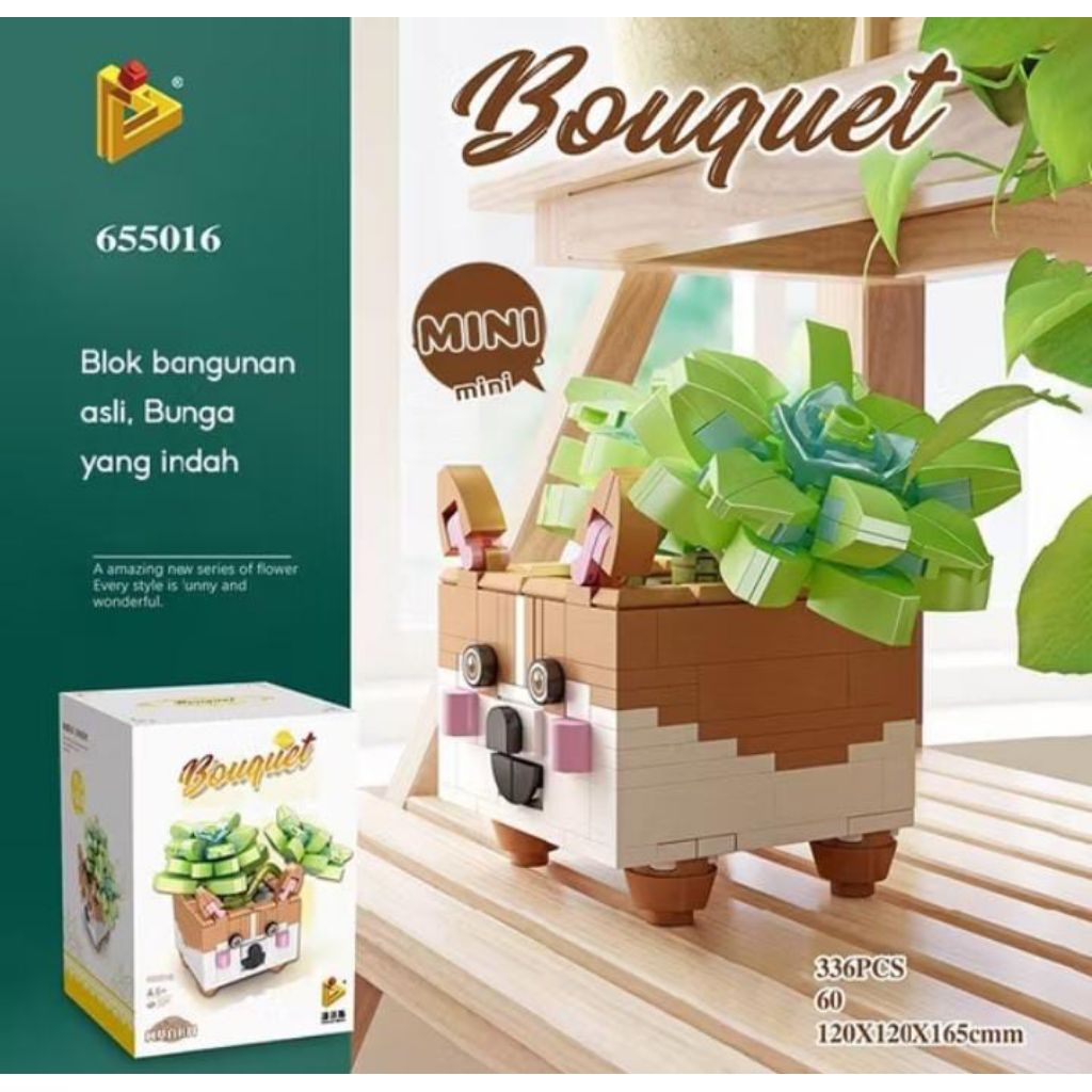OHSOME panlos brick bouquet hiasan pot bunga LEGO