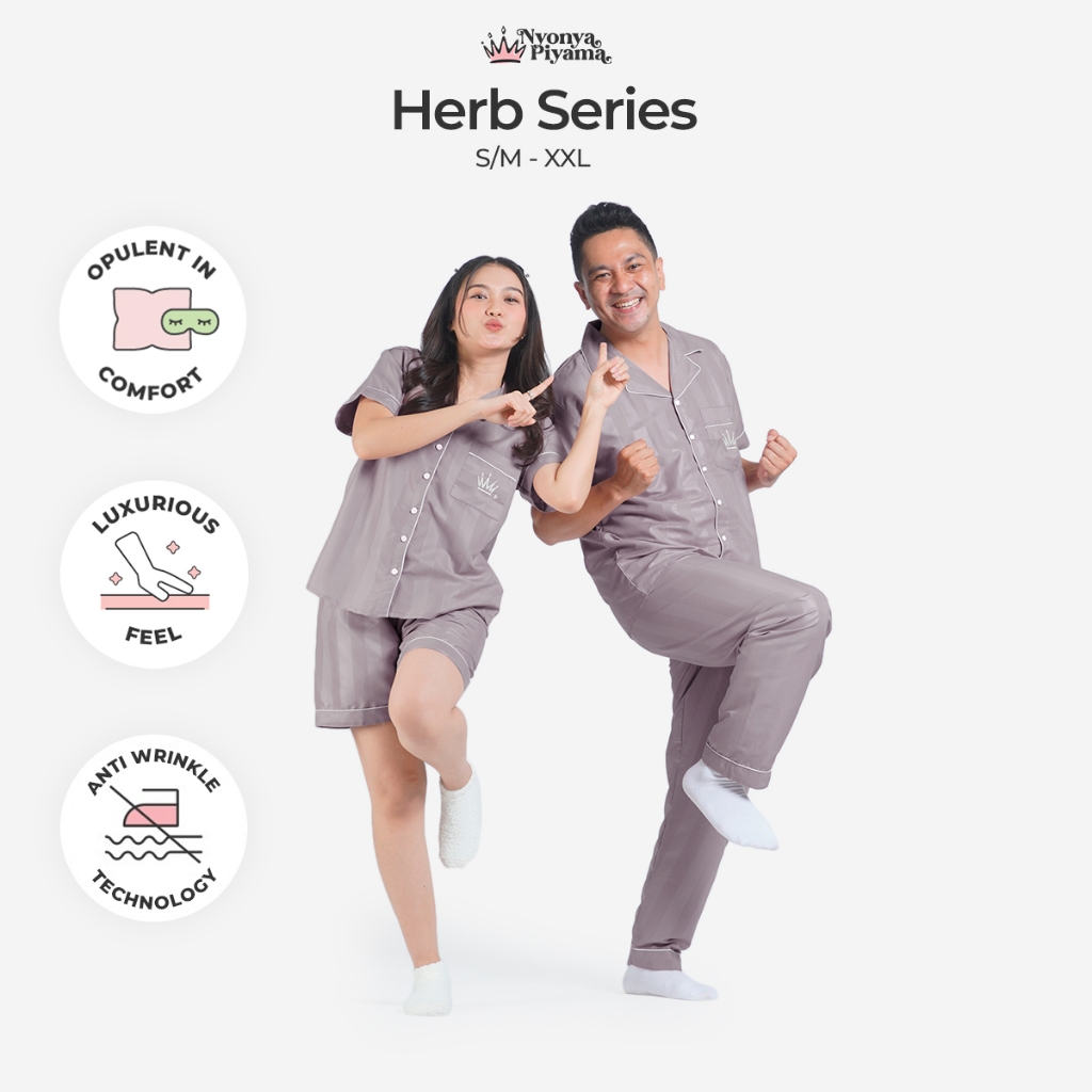 [BEST SELLER] Nyonya Piyama Herb Series Pajamas Poly Bamboo for Couple - Liquorice