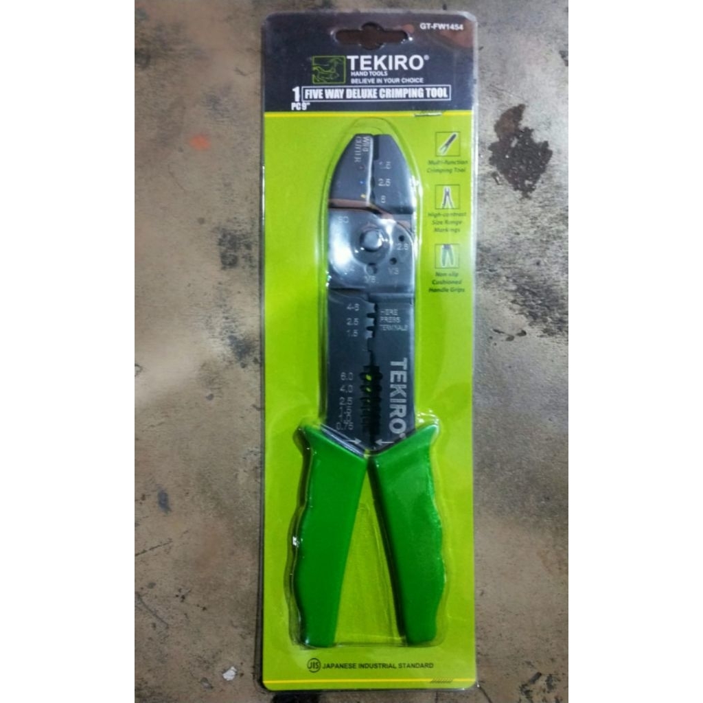 Tang Crimping tang kriping krim ping sekun kabel TEKIRO Five Way Deluxe Crimping Tool 9 inch GT-FW14