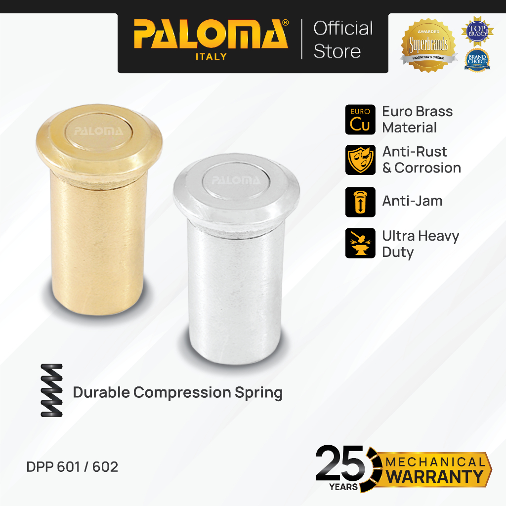 PALOMA DPP Dust Proof Pencegah Debu Penutup Lubang Grendel Gerendel Tanam Brass Kuningan Chrome Krom