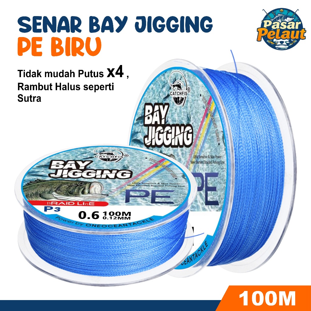PASAR PELAUT Senar Pancing PE Warna Biru 100M PE Fishing Sangat kuat Senar Pancing PE X4 Bay Jigging