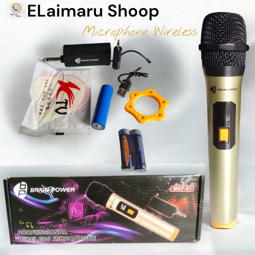 Mic Wireless UHF Brain Power / Mikrofon Karaoke Tanpa Kabel MKF-01
