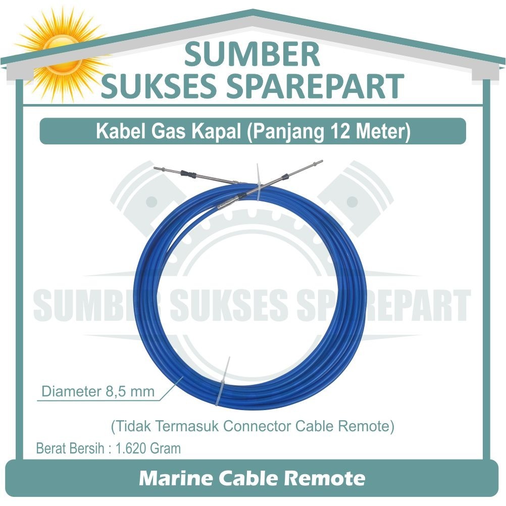 12 METER MARINE CABLE REMOTE / KABEL GAS MESIN KAPAL / TALI GAS KAPAL