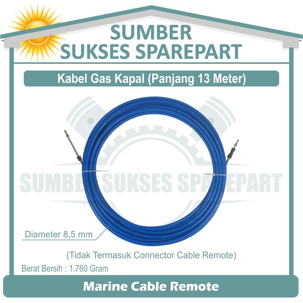 13 METER MARINE CABLE REMOTE / KABEL GAS MESIN KAPAL / TALI GAS KAPAL