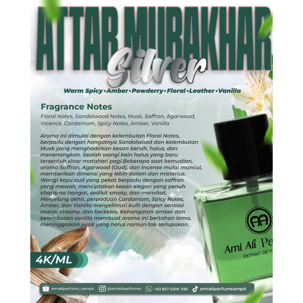Attar Mubakhar Silver Inspired by Ami Ali Parfum's