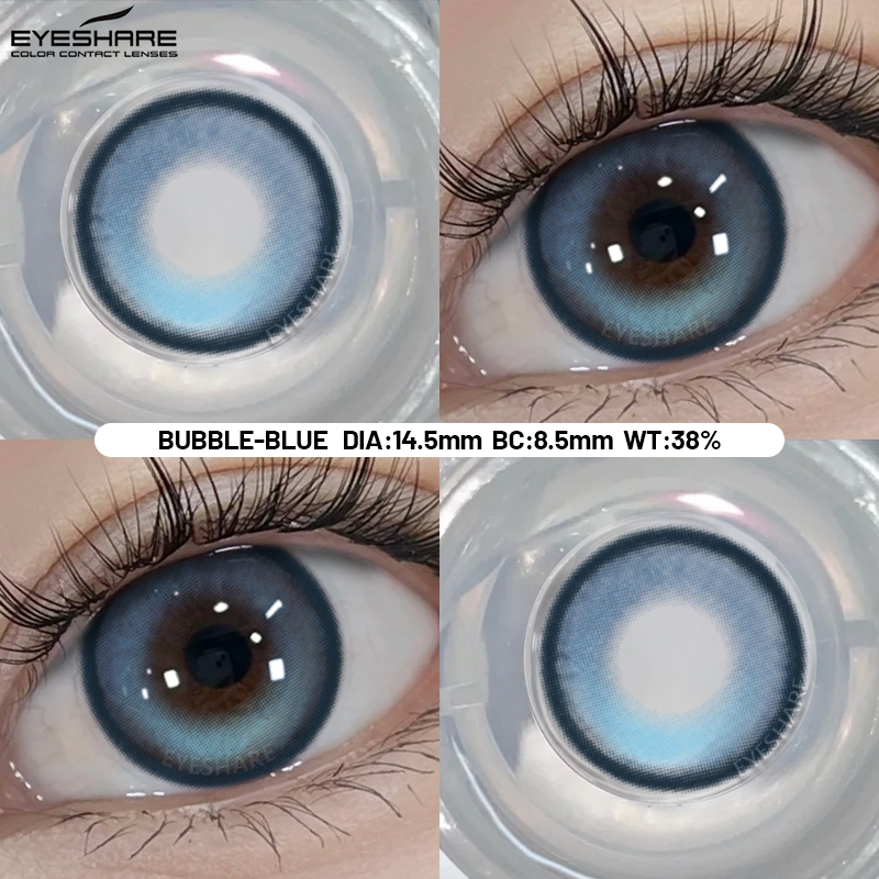 (COD) Softlens natural soflen blue soflens cantik natural 14.5mm BUBBLE seri daily Normal Biru Gelap
