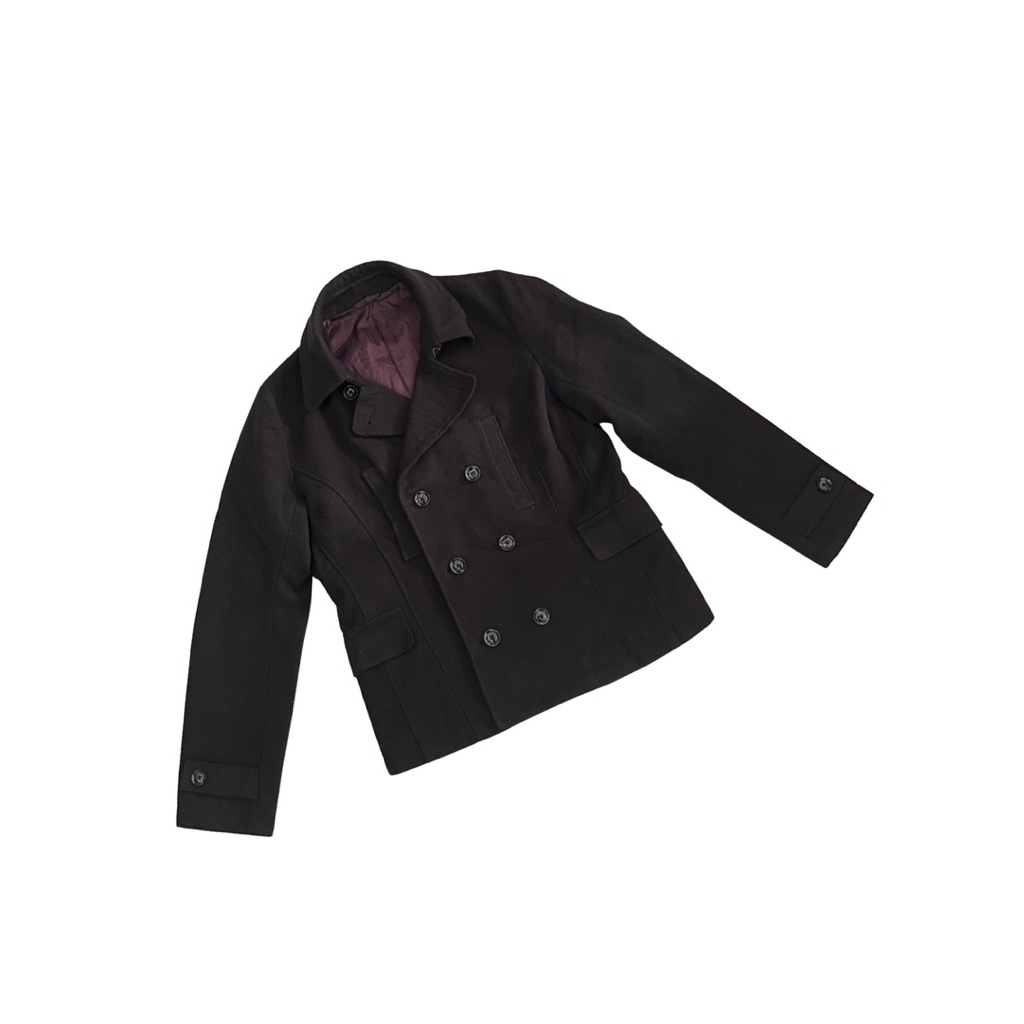 SEMANTIC DESIGN DOUBLE BREASTED WOOL JACKET/COAT