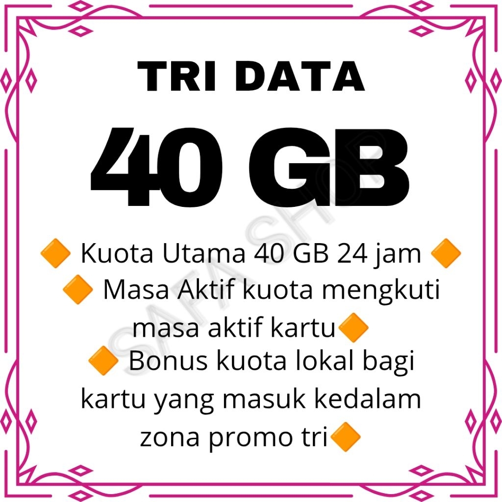 Kuota Promo Tri Murah AON 8GB 16GB 40GB 50GB