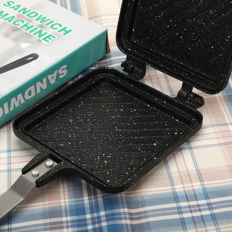 Alat Cetakan Roti Panggang Sandwich Kompor Teflon Anti Lengket Granit Portable Outdoor