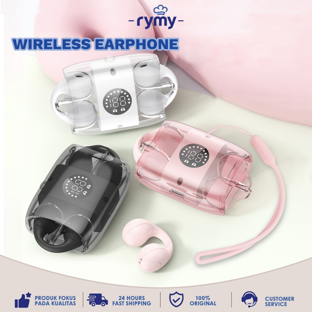 COD RYMY T33 plus Earphone Headset Bluetooth V5.3 On EC Ear Clip Wireless Bluetooth Headset