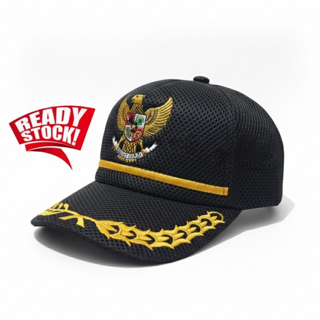 Topi Garuda Indonesia Bahan jaring double mess Visor melengkung Ootd pegawai negeri pns