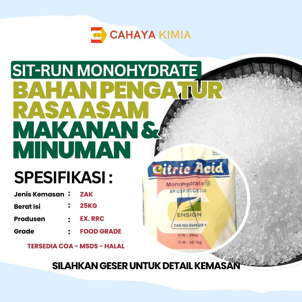 Sitrun Pengatur Rasa Asam / Pengatur pH Serbaguna untuk Makanan & Minuman Ex. RRC - 25KG