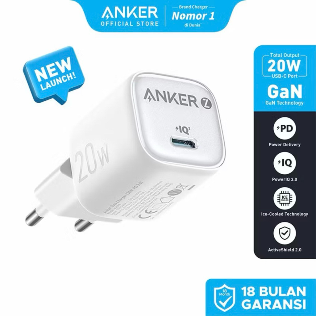 [PRELOVED NEGO] Anker Zolo GaN 20W 30W Wall Charger Adaptor Kabel for iPhone 17 16 15 14 13 Samsung 