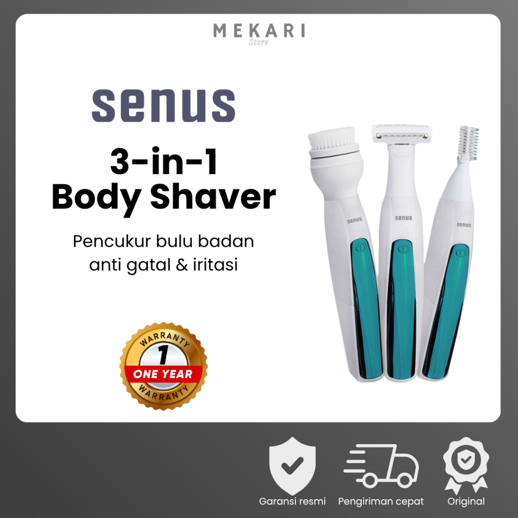 SENUS 3in1 Body Shaver | Pencukur Bulu Badan Ketiak Kemaluan Pria Anti Iritasi