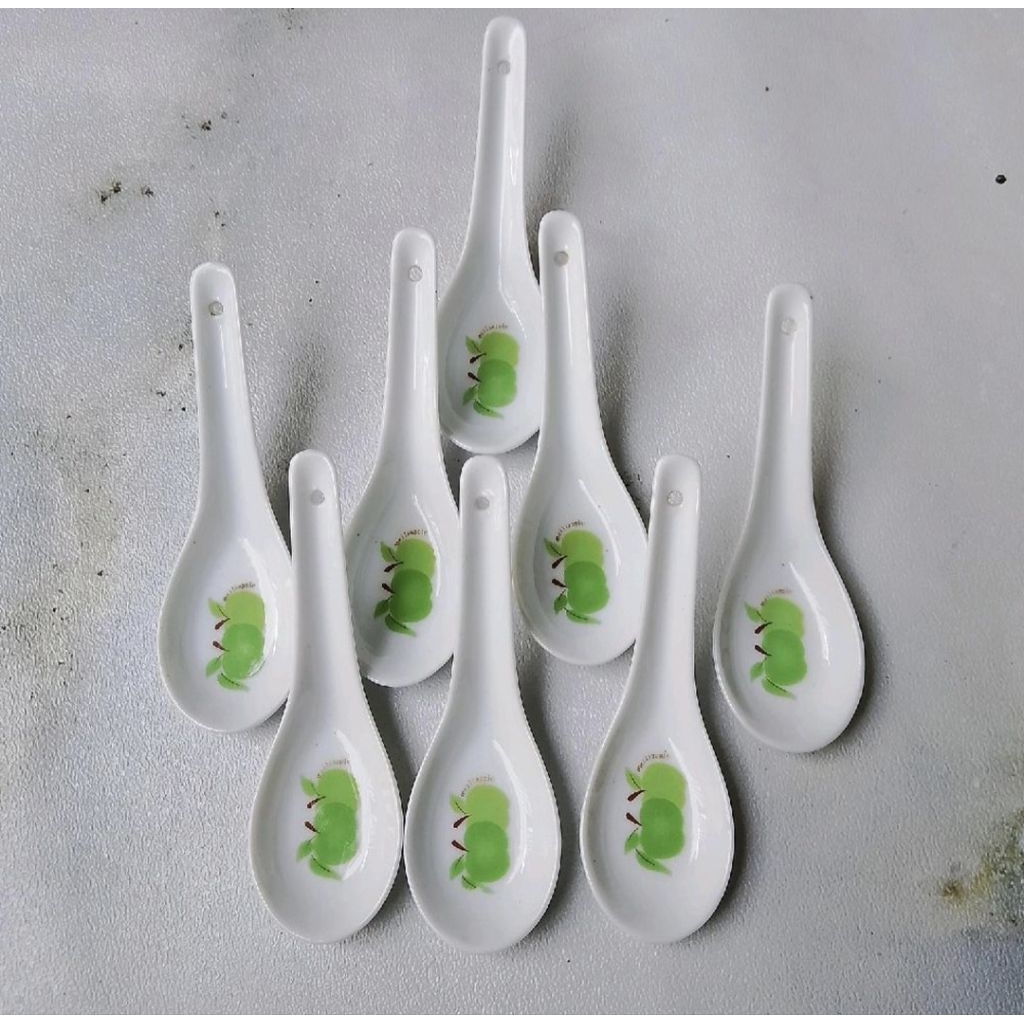 Sendok bebek keramik motif buah apel 8 pcs