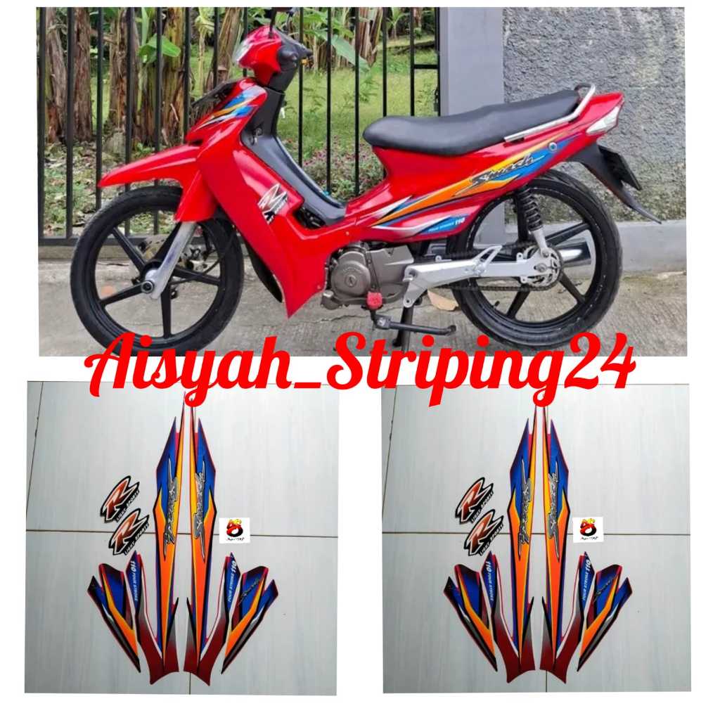 STIKER STICKER STRIPING SUZUKI SMASH 110R 2003 MERAH