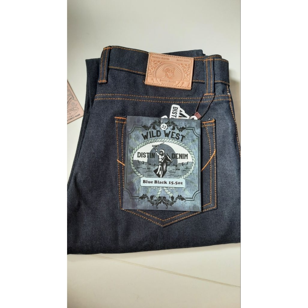 Jeans Pria Distin Denim 15oz (blue black) size 33 slimfit