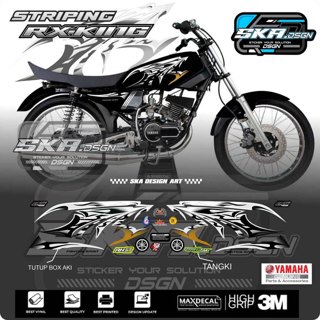 striping rx king dragon variasi abu hitam maxdecal transparan