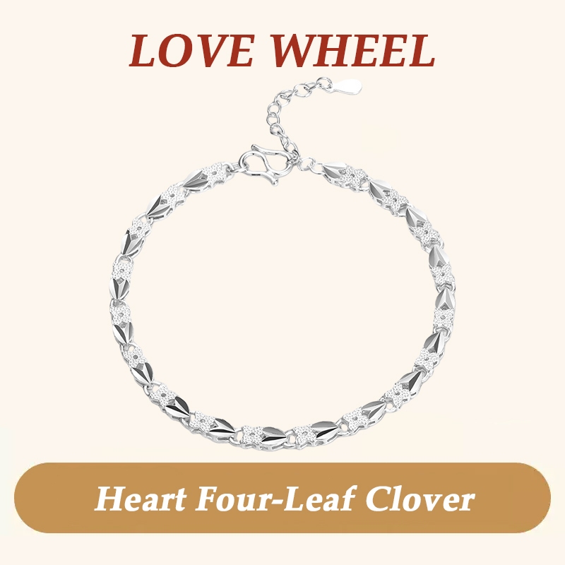 [Perak Murni 999] LOVE WHEEL | Gelang Wanita - perak murni asli 100% Desain Adjustable, Gelang Daun 