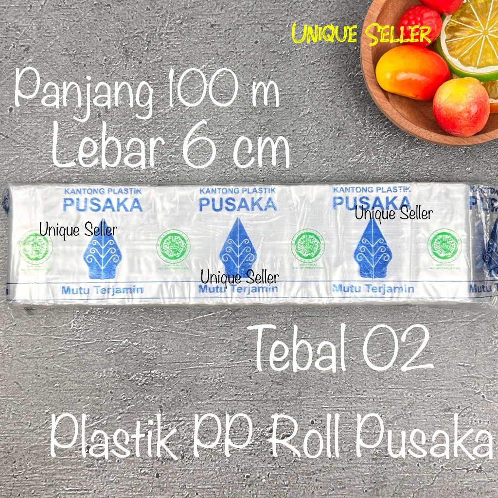Plastik PP ROLL 6cm 6 cm Tebal 02 Panjang 100m PUSAKA Plastik Roll Pembungkus Kacang Biji Bubuk