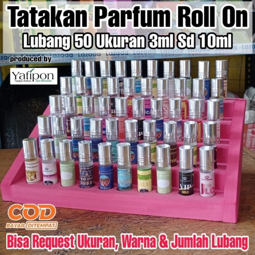 Display Parfum Roll on Tingkat 50 Lubang