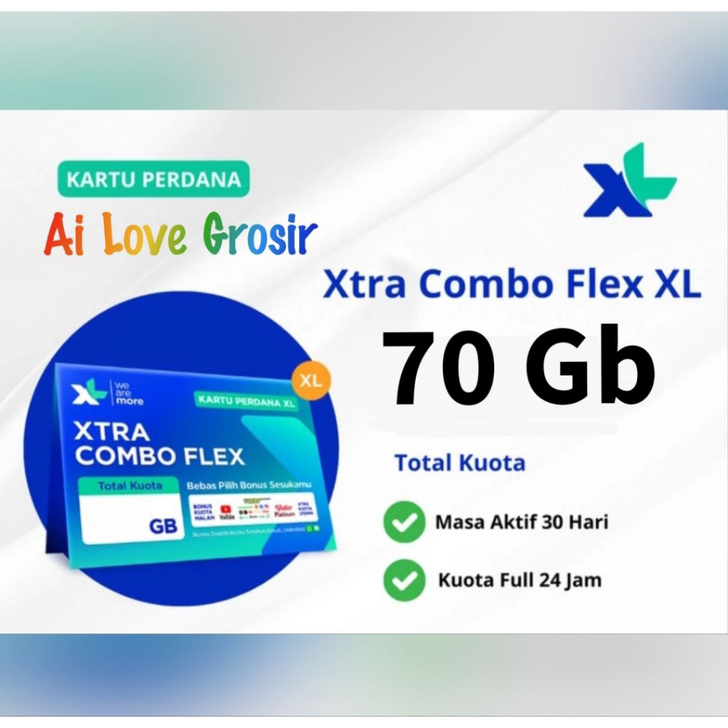 Kartu Perdana Internet XL Xtra Combo Flex 70Gb | 13Gb | 11Gb | 3Gb Full Kuota 30 Hari -- Nasional
