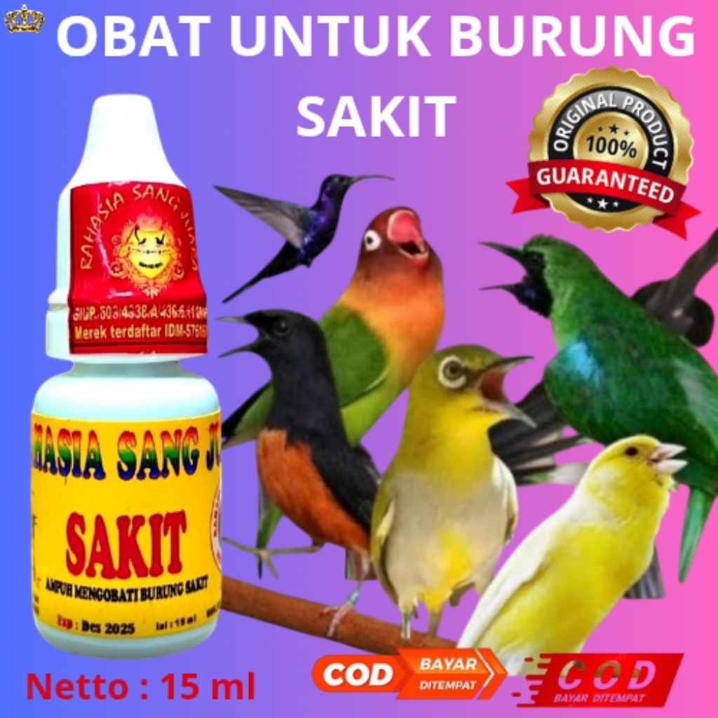 VITAMIN OBAT BURUNG SAKIT 15ml – Solusi Ampuh Atasi Pilek, Serak, Lesu & Berak Air