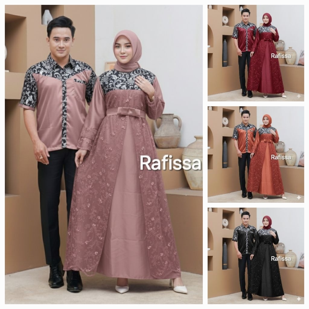 (harga couple)couple gamis brukat syar i pasangan suami istri