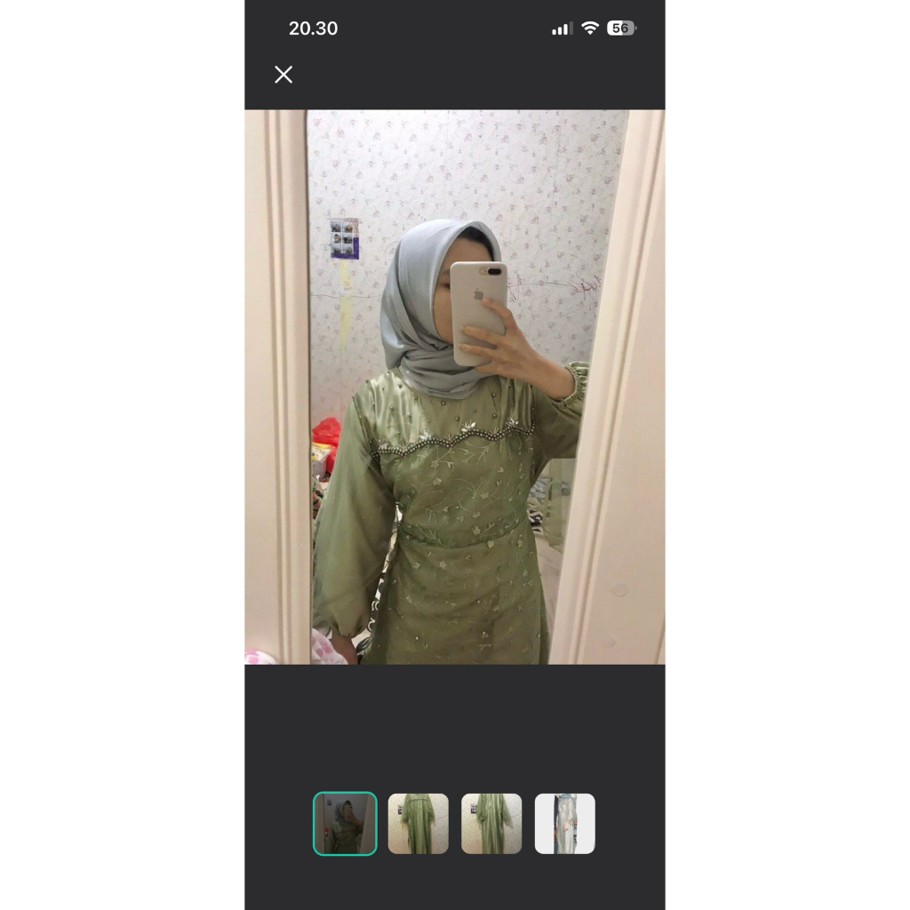 preloved dress kebaya kondangan sage green