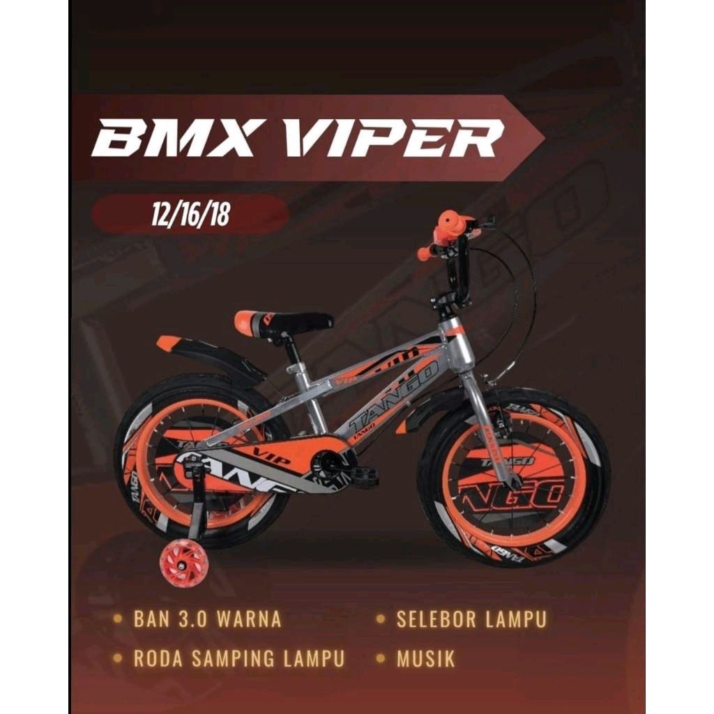 SEPEDA BMX 18 tango + rem v brake + MUSIK BAN BESAR + KOM SETIR OVERSIZE+ LAMPU