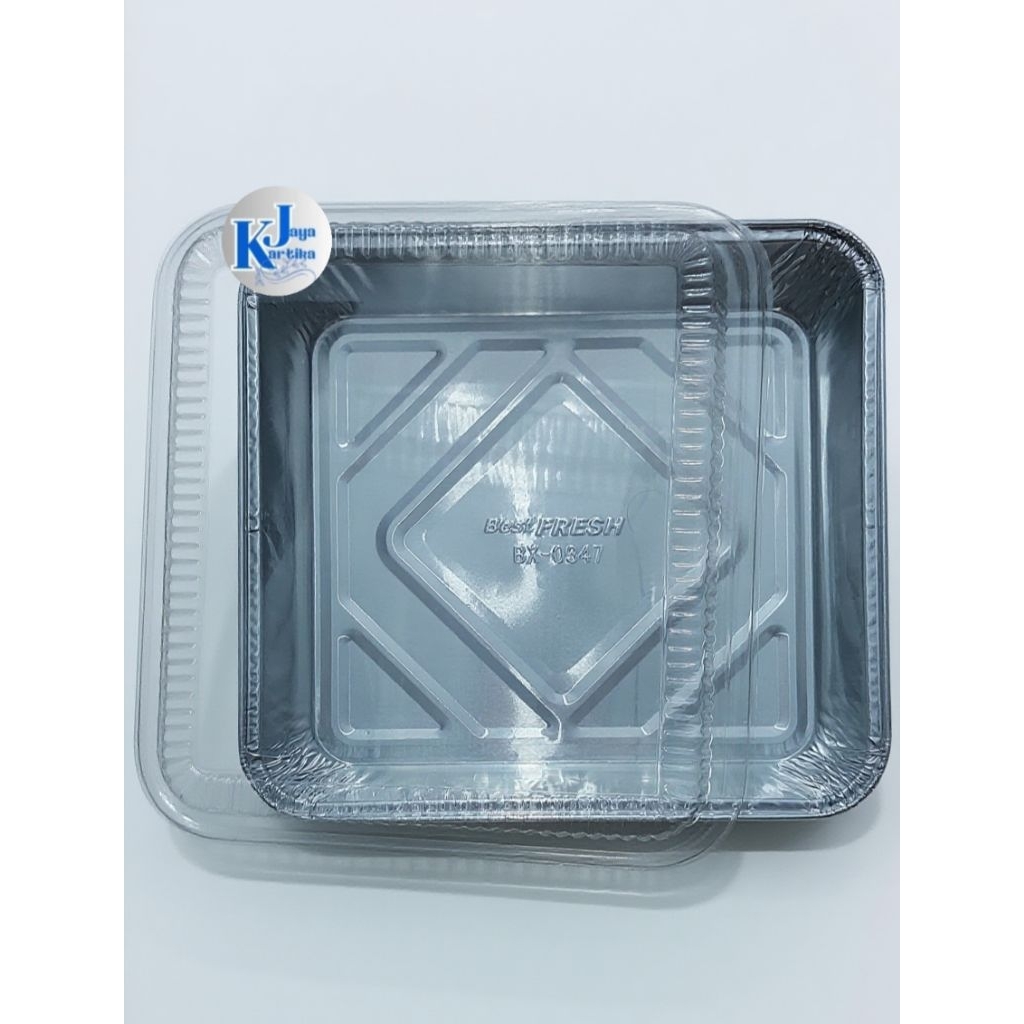 Aluminium Foil Cup Kotak BX0347 + Tutup Mica.
