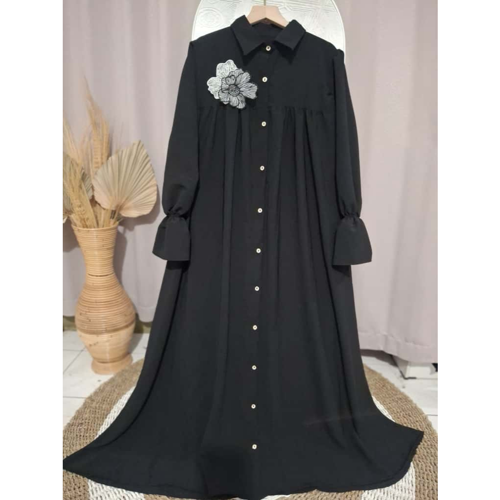 Azeera Gamis Wanita Kemeja Model Sar'i Katun Elegan & Nyaman Muslim Dewasa Remaja Syari dress mewah