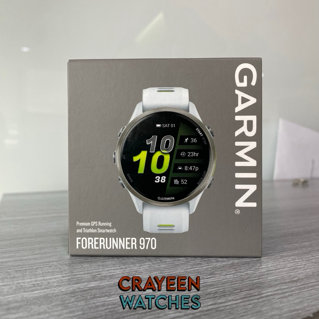 GARMIN Forerunner 970 GPS Smartwatch Whitestone Amp Yellow SEA KOR A04907