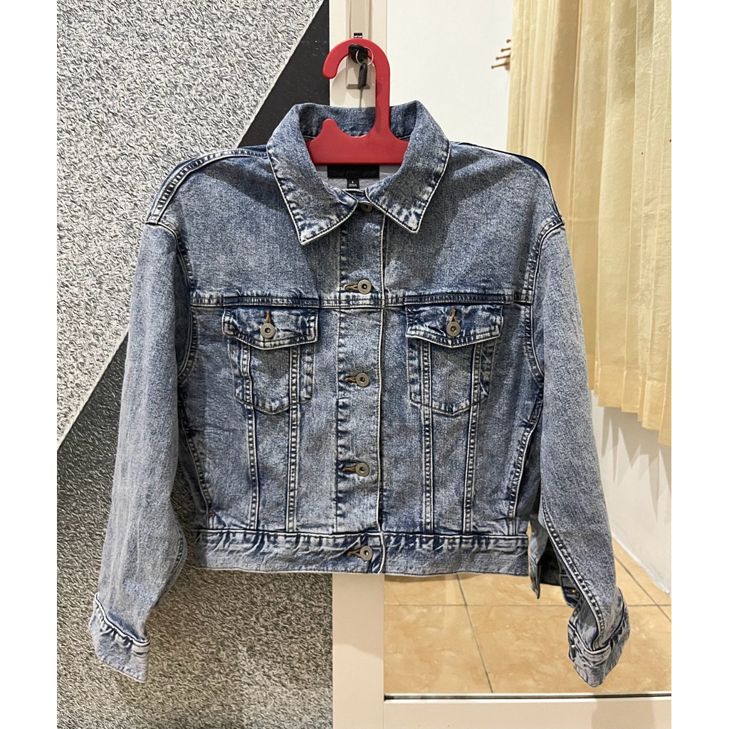 preloved jaket jeans crop uniqlo