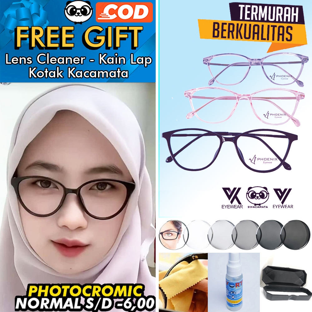 KACAMATA Photocromic PX-8815 ori Semi Cat Eye Lensa Optik CR MC, Blueray, Bluecromic Minus & Plus Ko