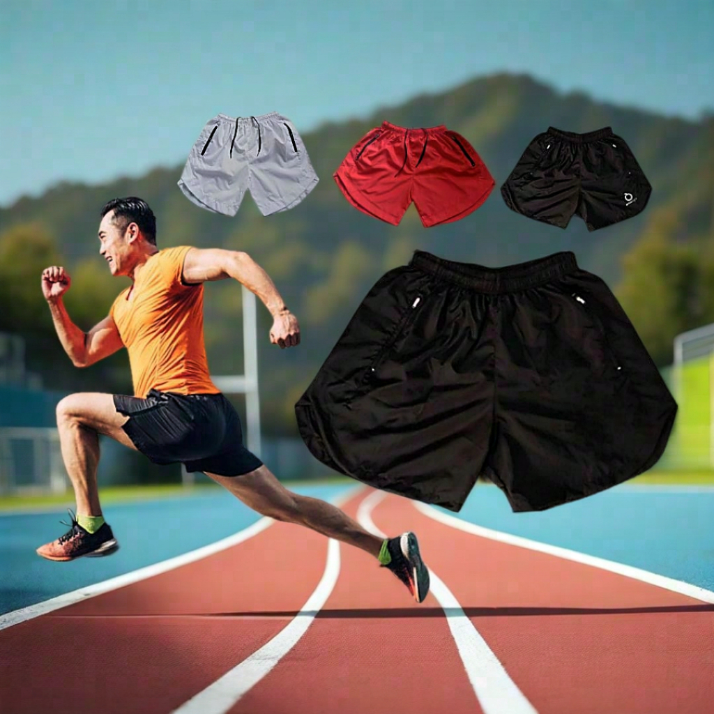 Celana Pendek Parasut/Olahraga/Running/Sport/Gym/Volly/Pria/Wanita/Saku Resleting Kolor Pendek Paras