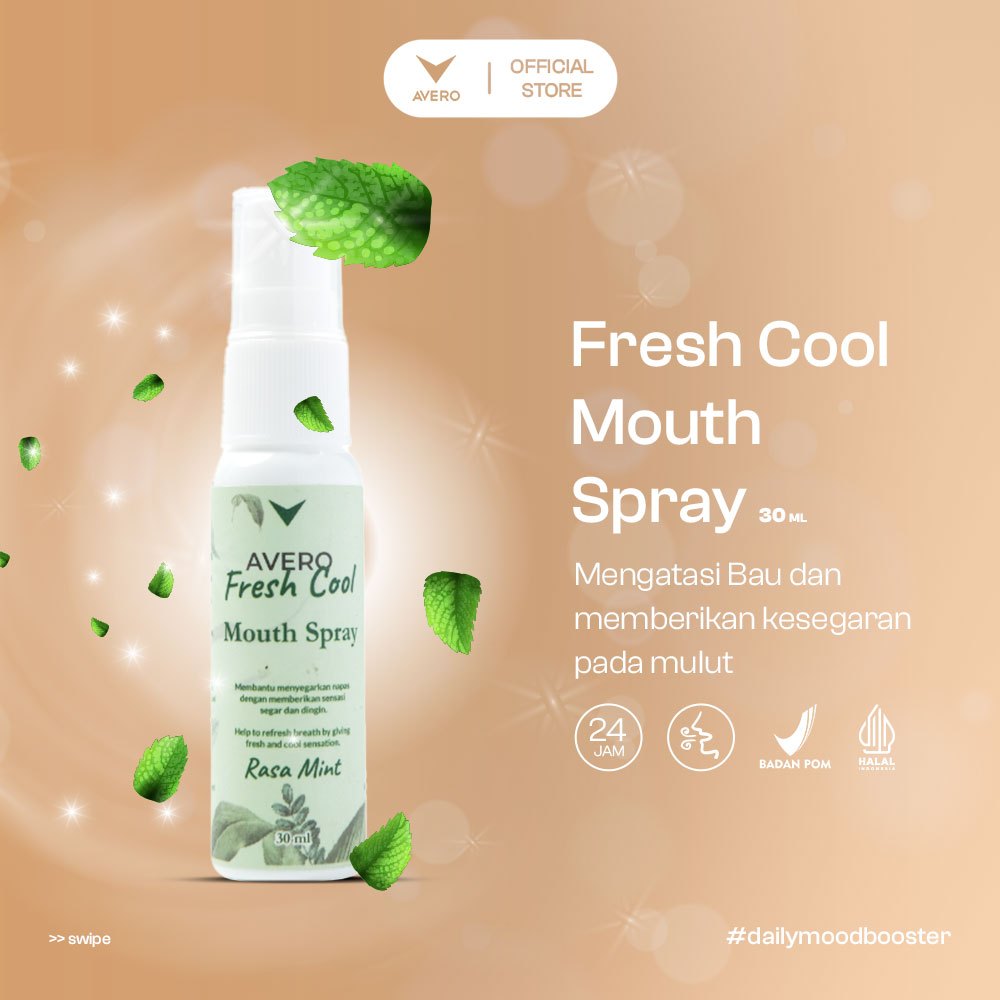 Avero Fresh Cool Mouth Spray 30ml – Penyegar Mulut, Parfum Mulut, Pengharum Mulut Alami Ber-BPOM & H
