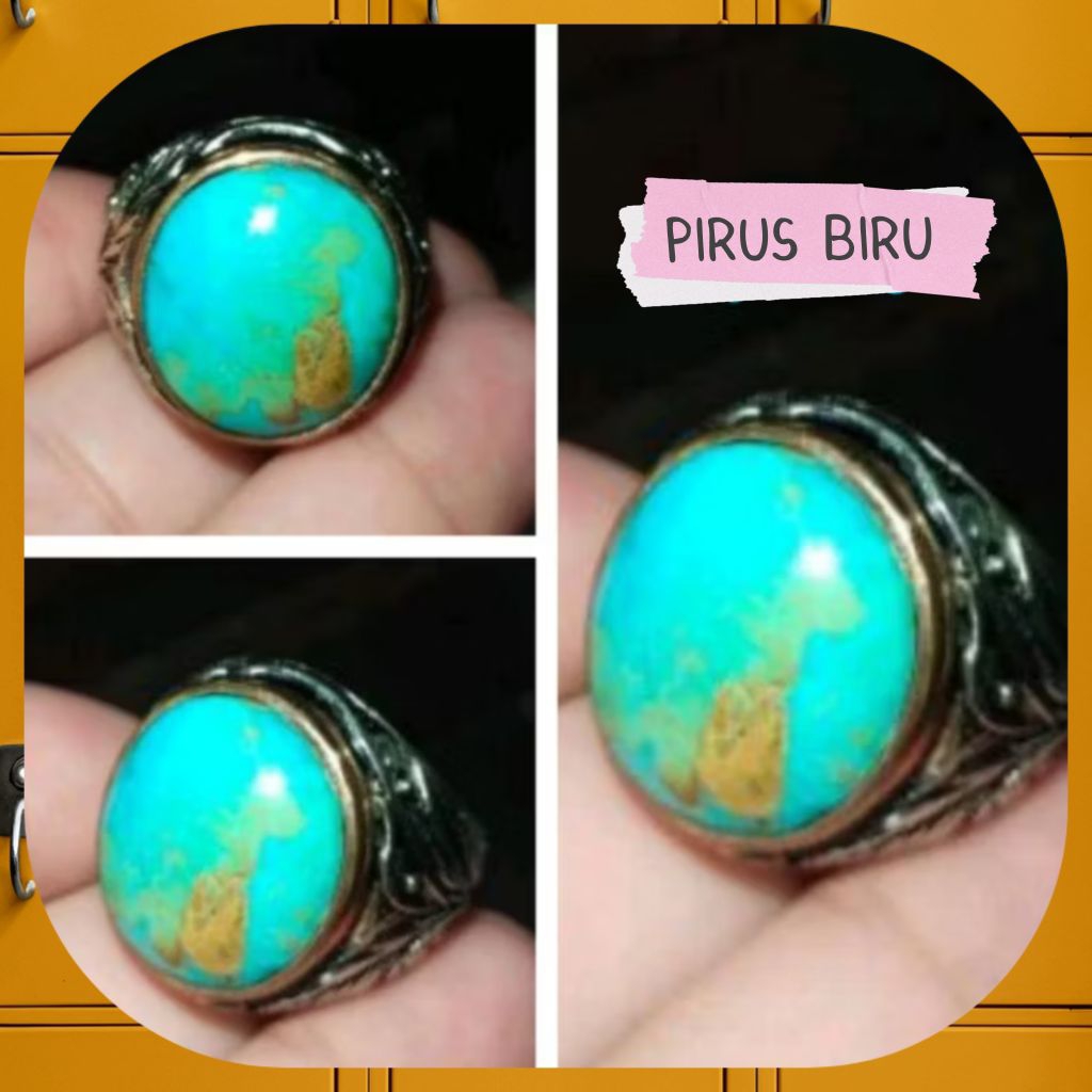 Cincin Batu Pirus Asli Biru Mantap