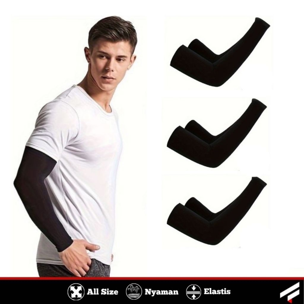 Manset Lengan Panjang Pria Wanita Spandek Hitam All Size