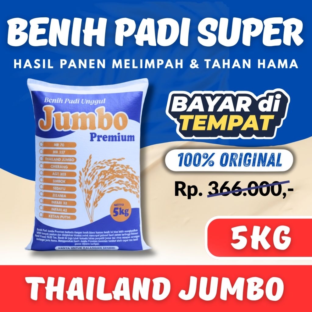 Benih padi bibit padi THAILAND JUMBO original kemasan 5 kg