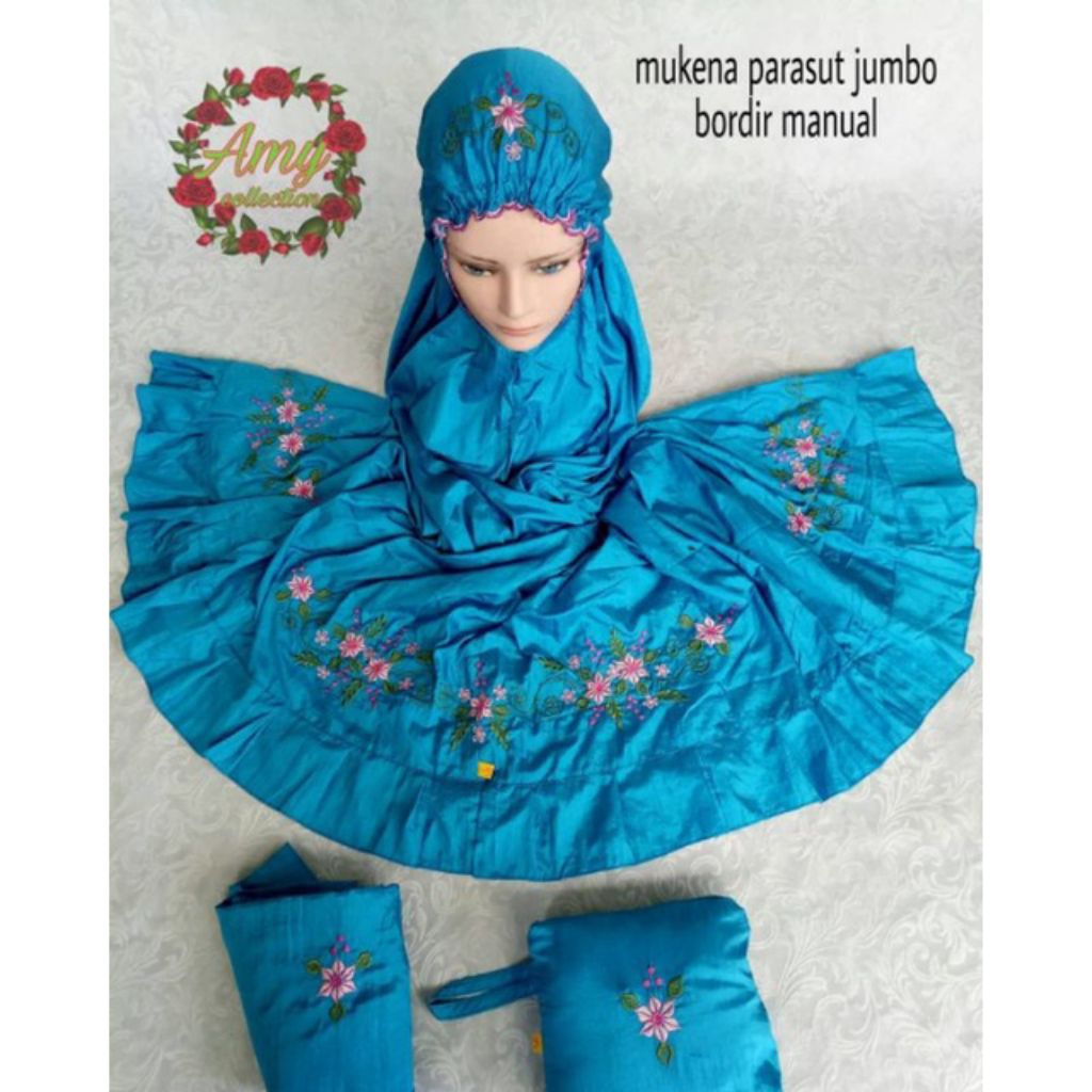 mukena travell, mukena parasut bordir