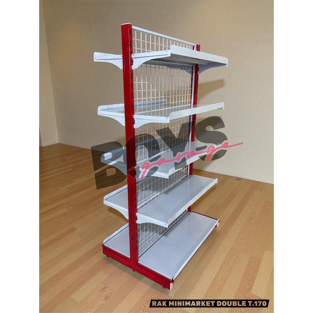 Rak Minimarket Double 5 Susun x2 T. 170 Rak Double minimarket starting & jointing Rak Single Minimar